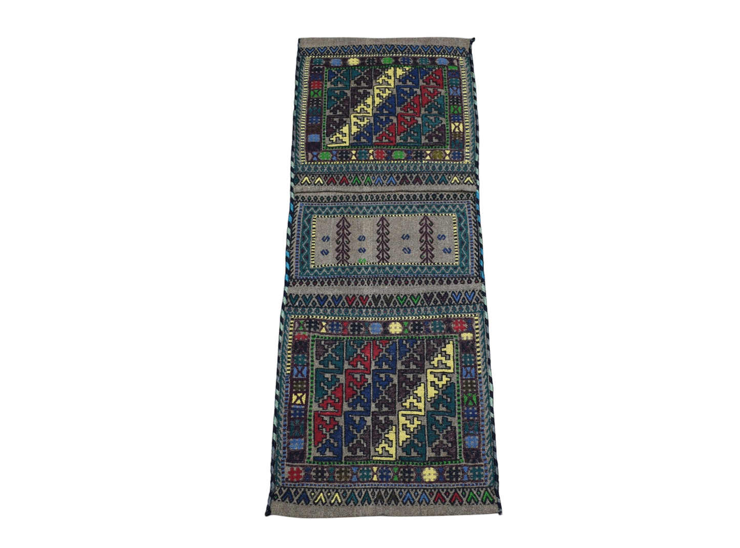 Yeni El Dokuma Çift Gözlü Obruk Konya Yün Kilim Heybe 7467