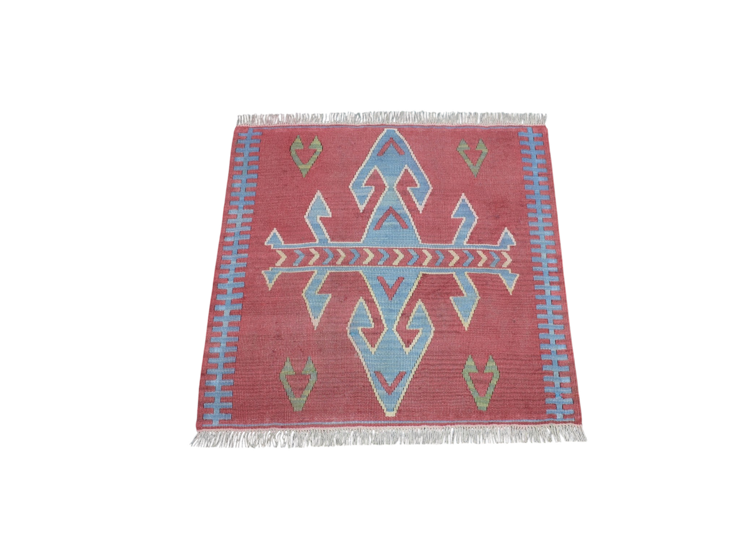 Vintage El Dokuma Pastel Kare Köşe Pınarbaşı Kayseri Yün Kilim 7471