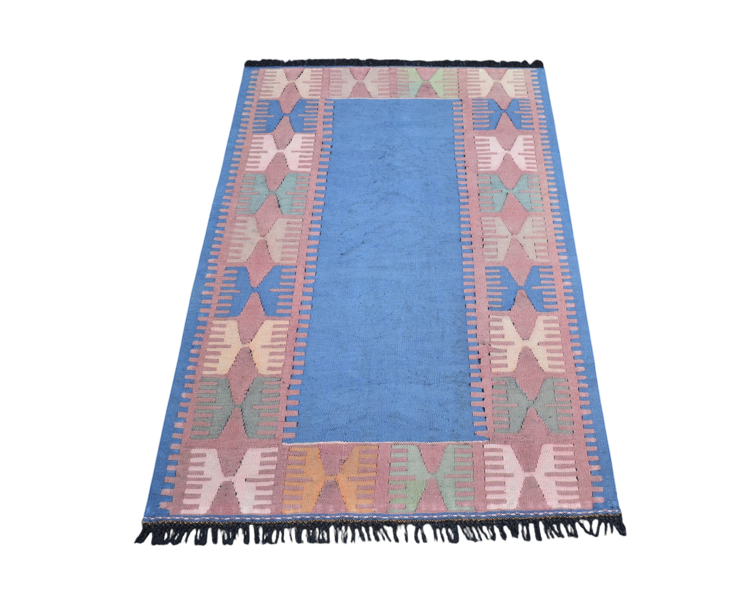 Yeni El Dokuma Ender Taraklı Mavi İran Şiraz Yün Kilim 7472
