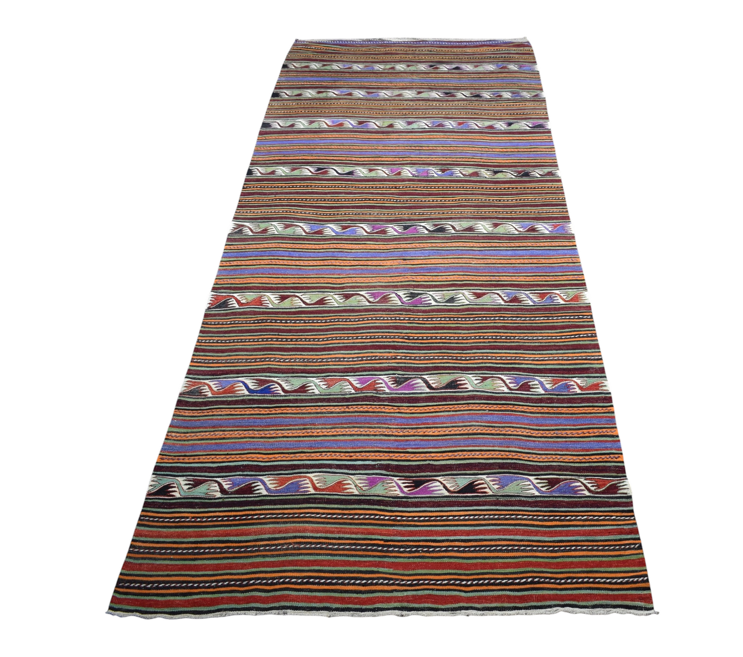 Vintage El Dokuma Elcik Sivrihisar Yün Kilim 7475