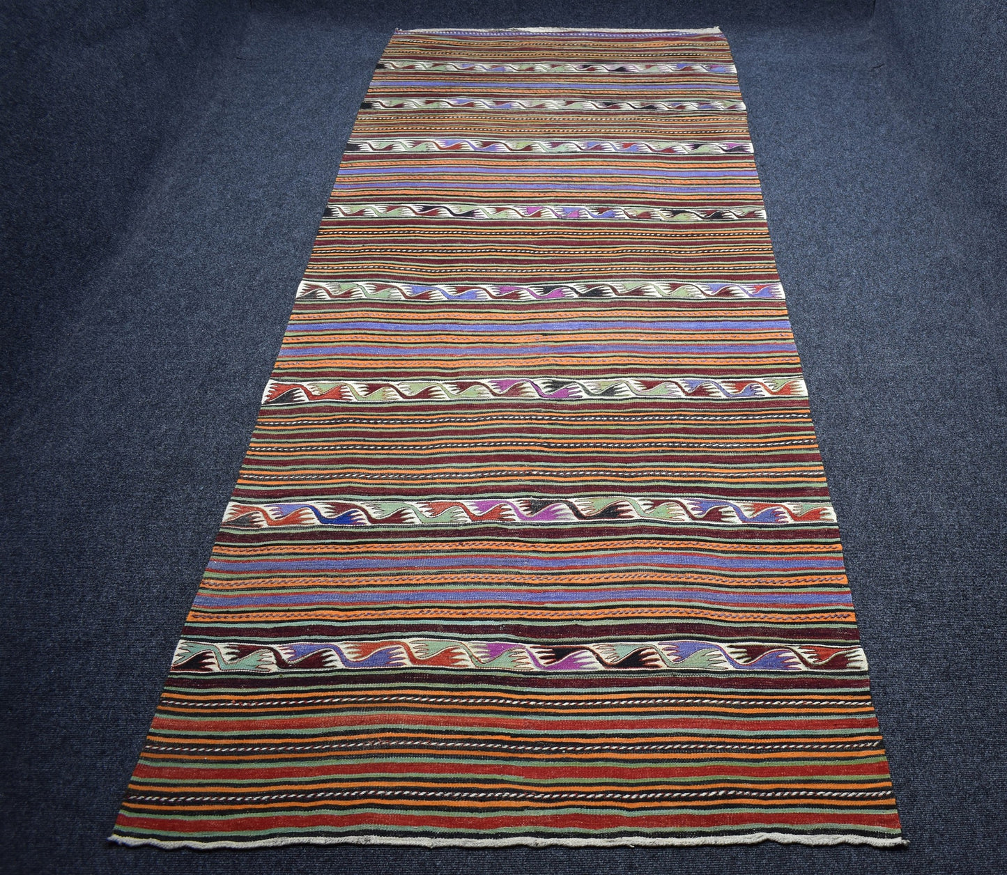 Vintage El Dokuma Elcik Sivrihisar Yün Kilim 7475