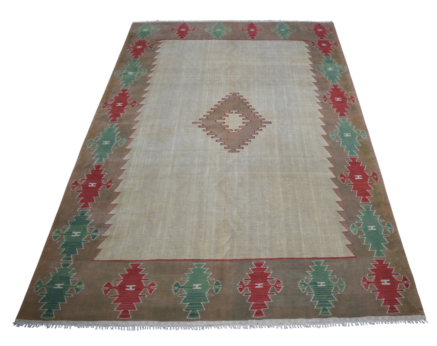 Vintage El Dokuma Şaheser Balıkesir Yün Kilim 7483