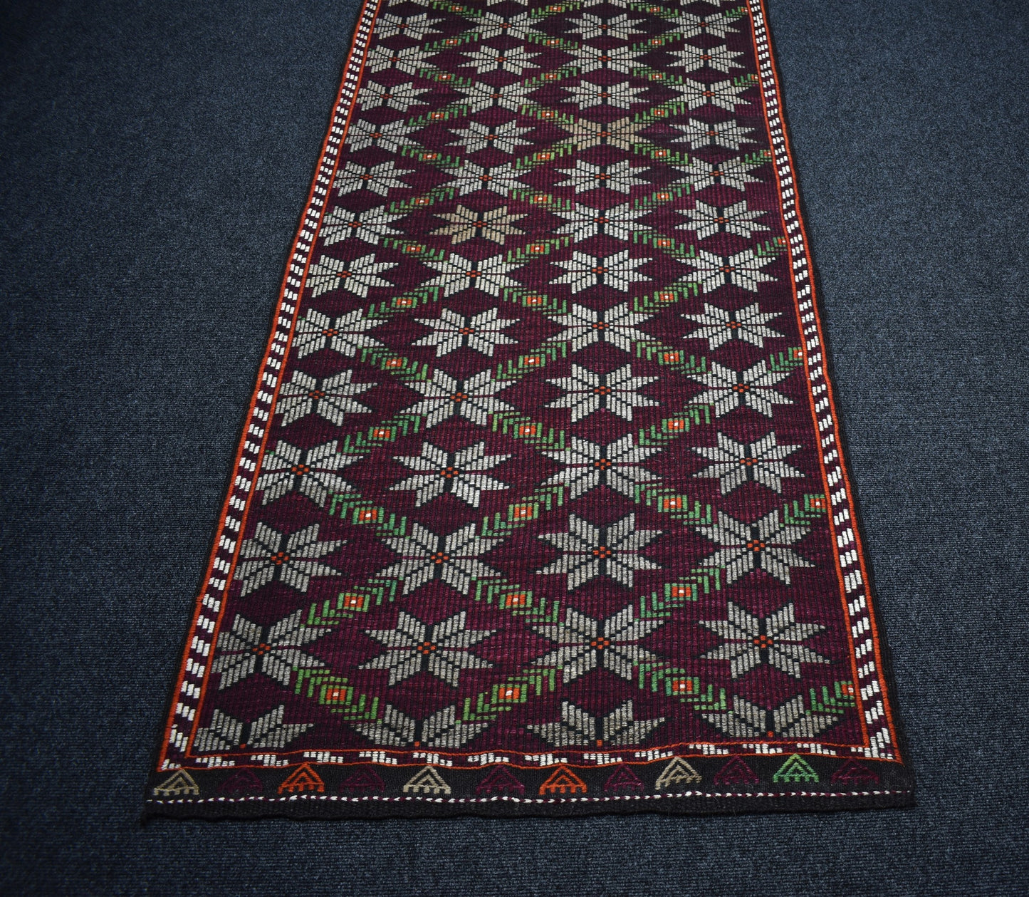 Yeni El Dokuma Ender Çiçekli Yörük Cecim Yolluk Yün Kilim 7484