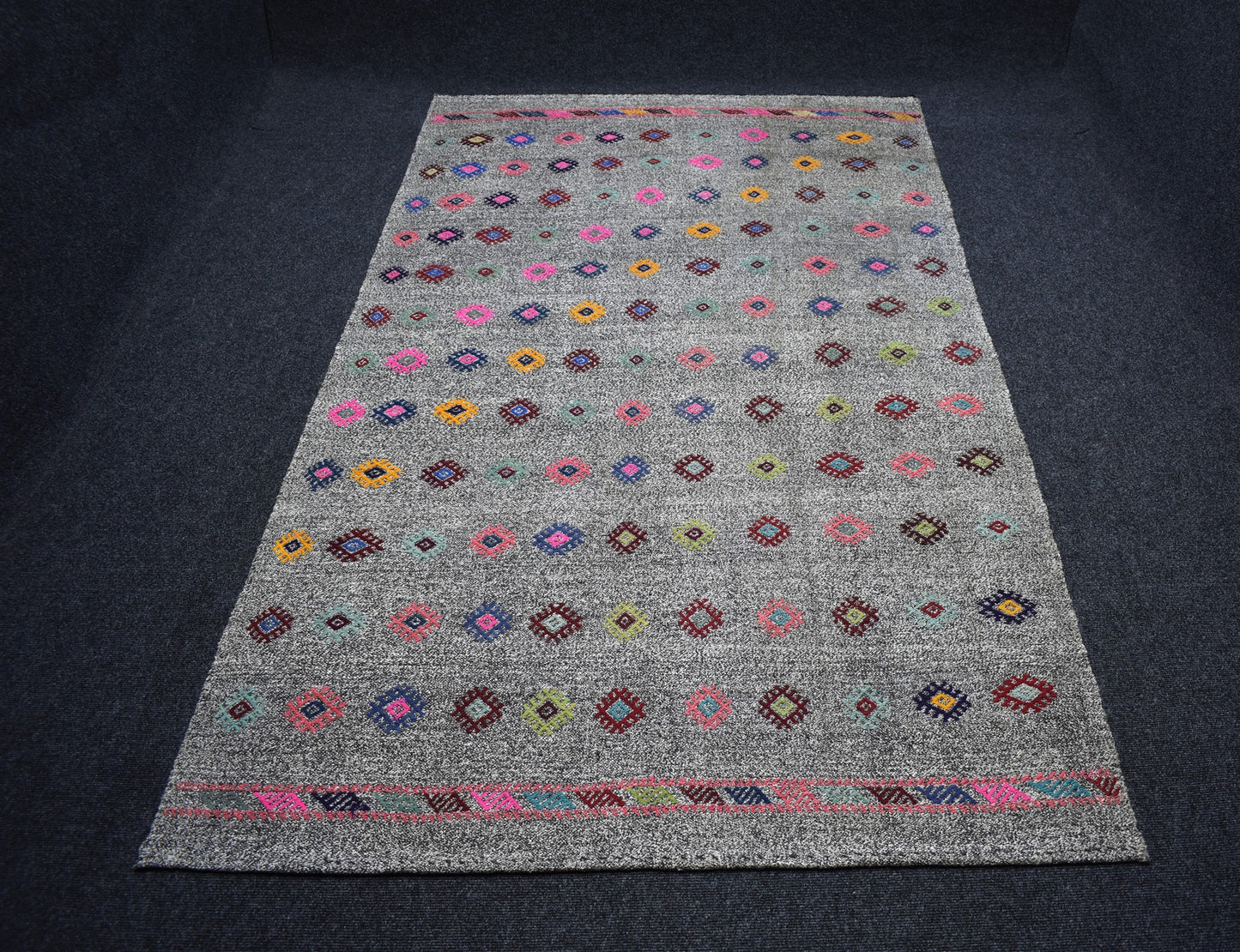 El Dokuma Ender Pamuklu Yün Kilim 7492
