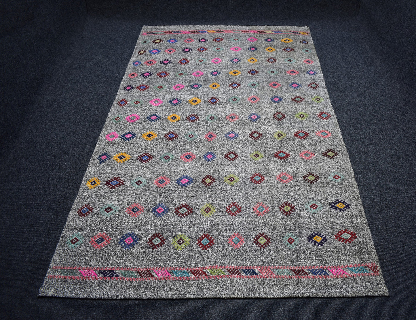 El Dokuma Ender Pamuklu Yün Kilim 7492