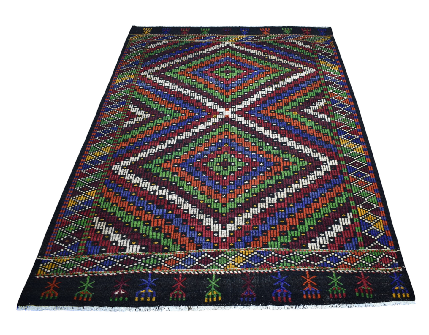 Yeni El Dokuması 5m2 Eşsiz Uşak Yörük Cecim Yün Kilim 7493