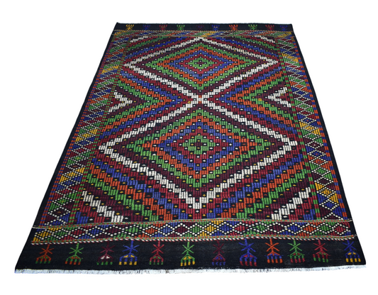 Yeni El Dokuması 5m2 Eşsiz Uşak Yörük Cecim Yün Kilim 7493