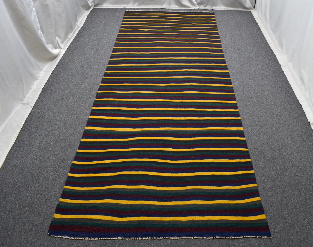 Yeni El Dokuması Başyapıt Yekpare Çubuklu Renkli Sivas Yün Kilim 7519