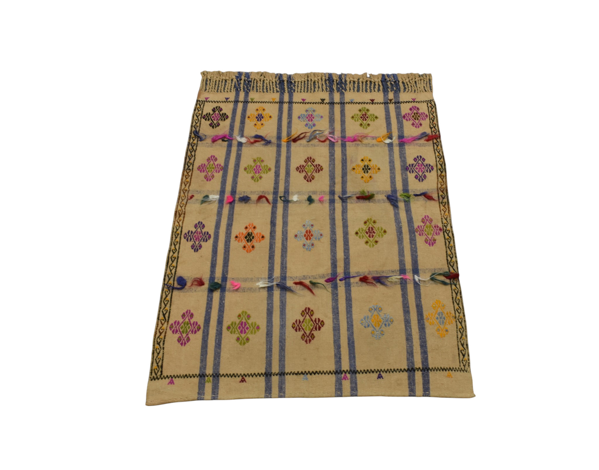 Yeni El Dokuma Otantik Benzersiz Pamuklu Yörük Tülü Yün Kilim 7522