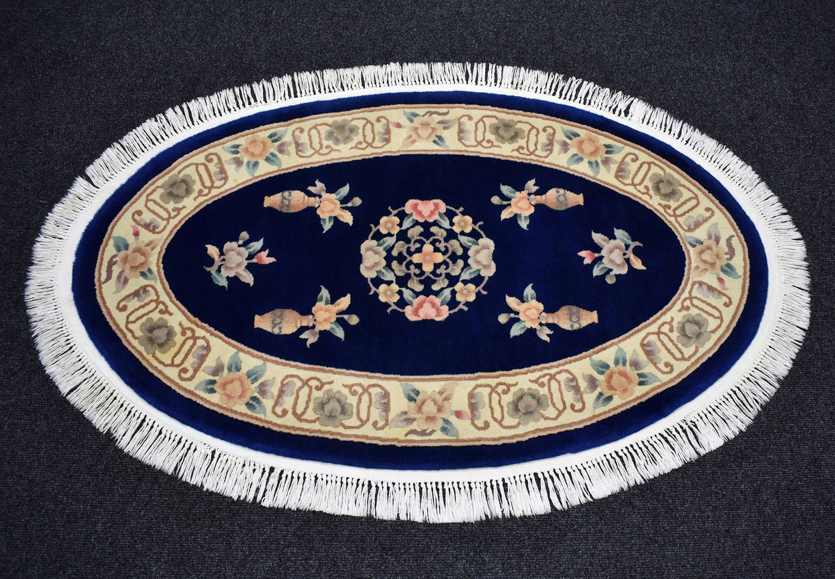 Yeni El Dokuma Elips Oval Oygulu Üç Boyutlu Çin Yün Masa Halısı 7530