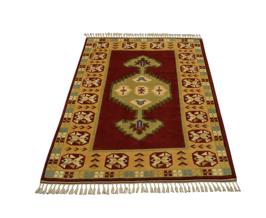 Yeni El Dokuma 3m2 Modern Bozalan Milas Yün Halı 7533
