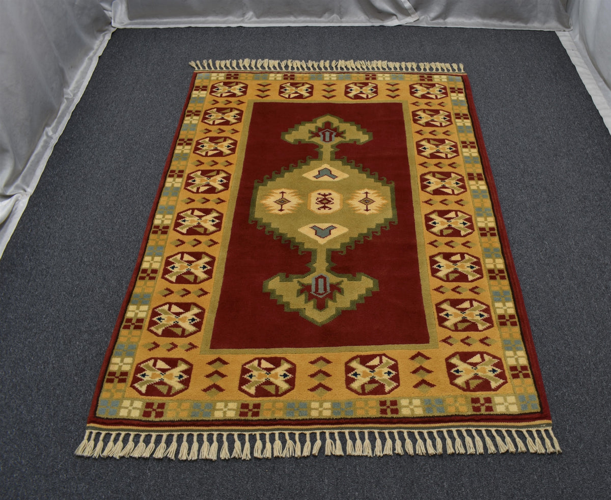 Yeni El Dokuma 3m2 Modern Bozalan Milas Yün Halı 7533