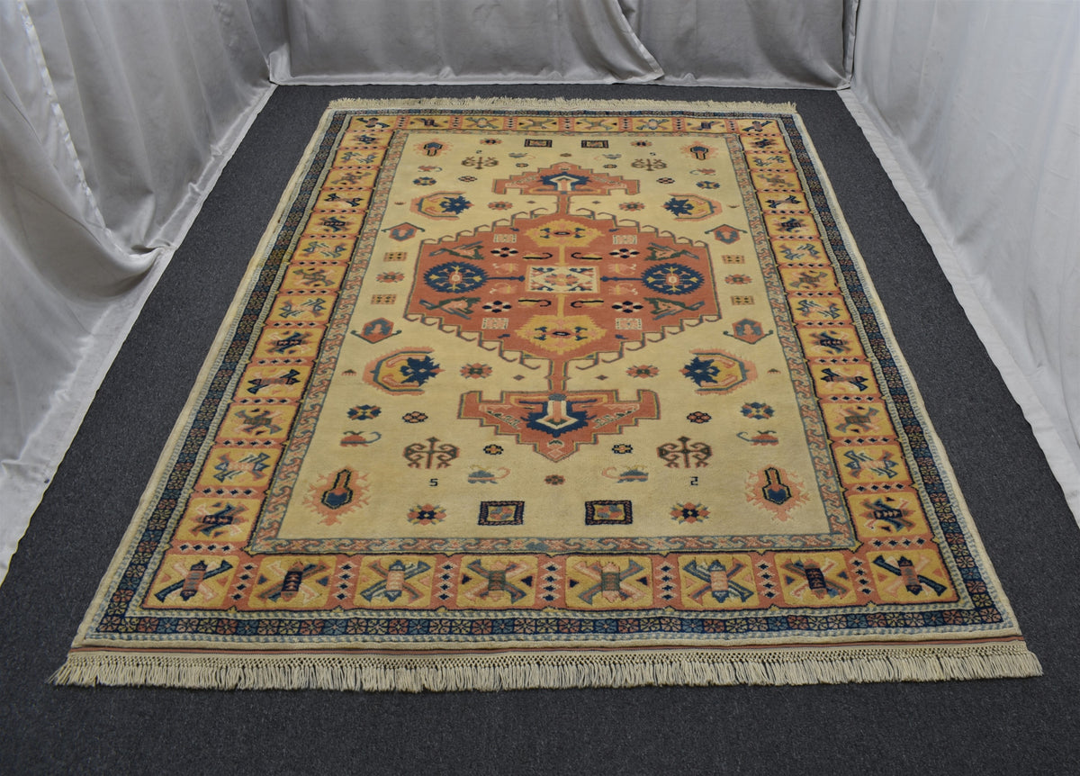 Yeni El Dokuma Otantik Oygulu Balıkesir Antik Yörük Kirmen Yün Halı 7540