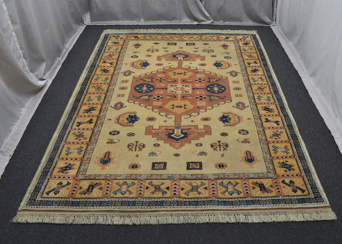 Yeni El Dokuma Otantik Oygulu Balıkesir Antik Yörük Kirmen Yün Halı 7540