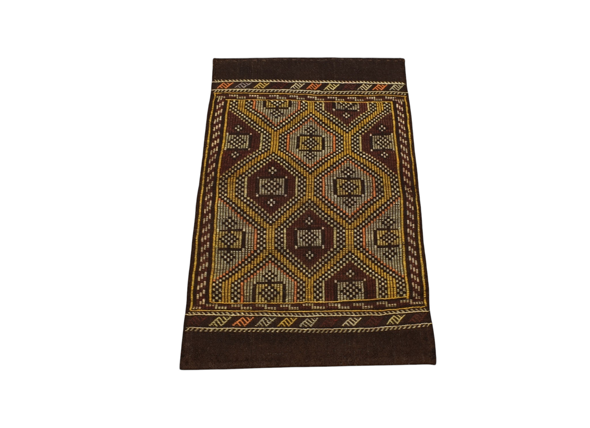 El Dokuması Ender Geometrik Karapınar Yörük Yün Cecim Kilim 7542