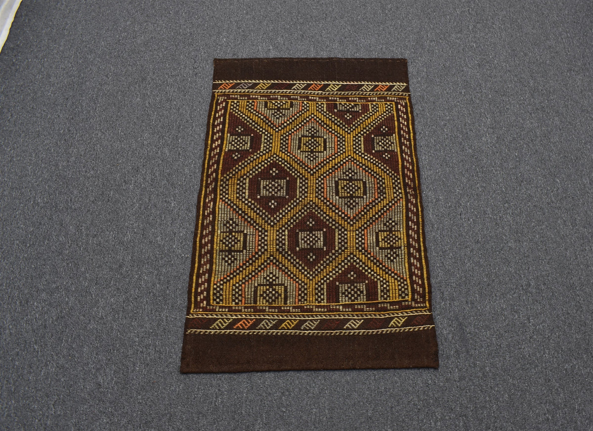 El Dokuması Ender Geometrik Karapınar Yörük Yün Cecim Kilim 7542