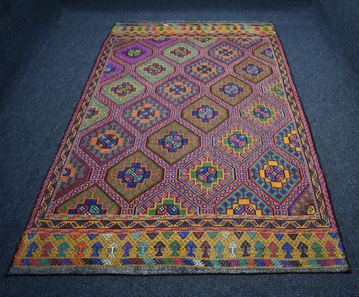 Yeni El Dokuması Yekpare Otantik Çumra Yörük Yün Cecim Kilim 7550
