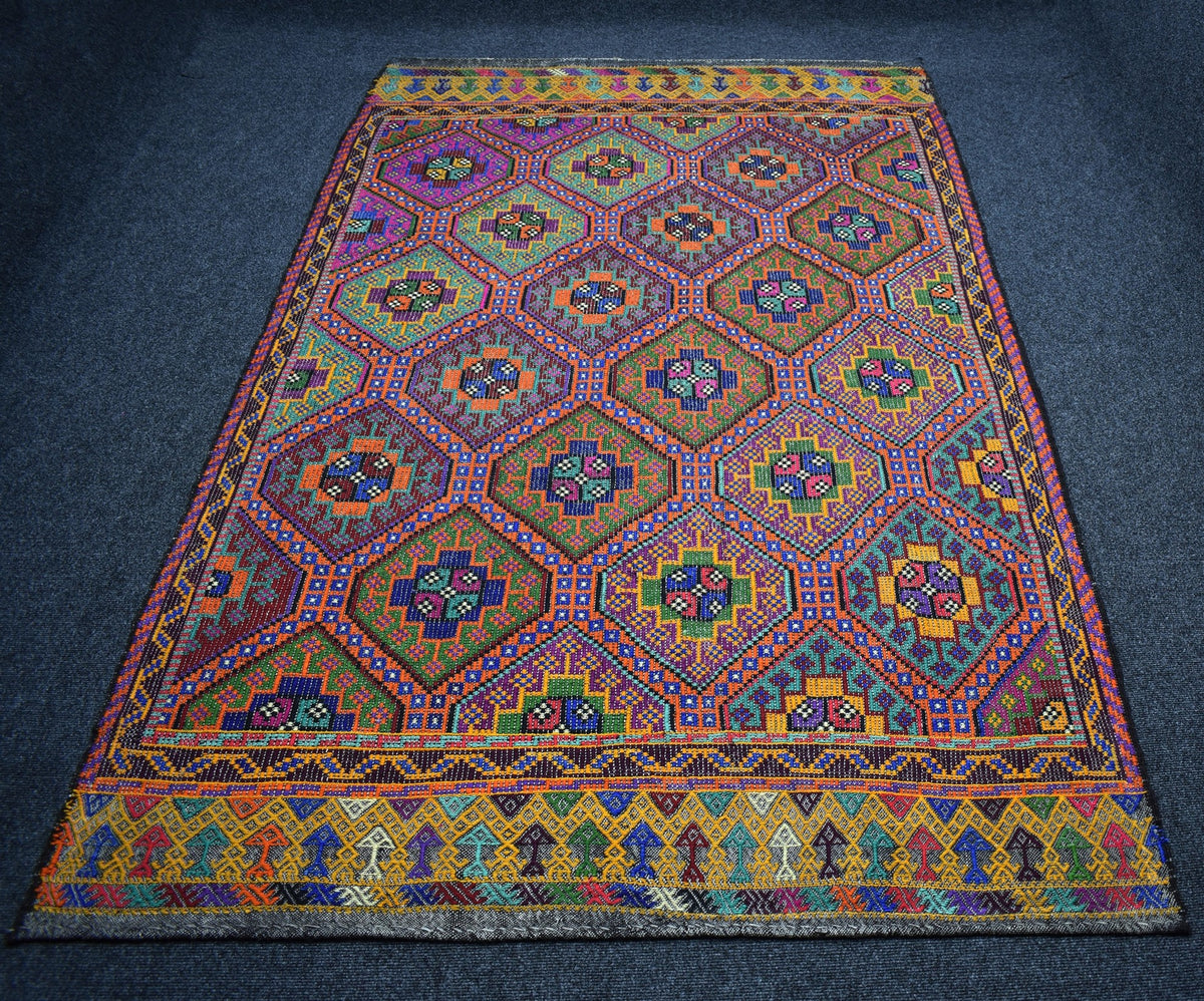 Yeni El Dokuması Yekpare Otantik Çumra Yörük Yün Cecim Kilim 7550