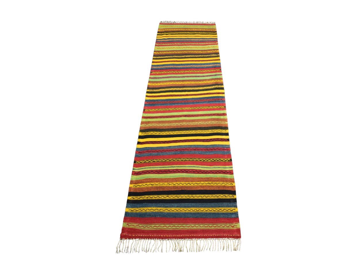 El Dokuma Benzersiz Ender Çizgili Sivas Yolluk Yün Kilim 7563