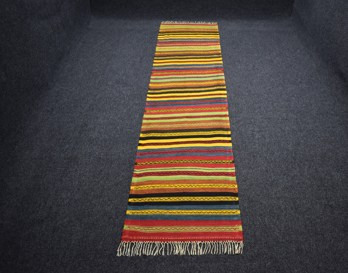 El Dokuma Benzersiz Ender Çizgili Sivas Yolluk Yün Kilim 7563