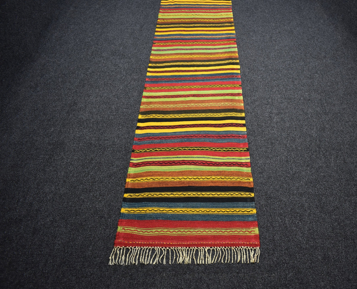 El Dokuma Benzersiz Ender Çizgili Sivas Yolluk Yün Kilim 7563