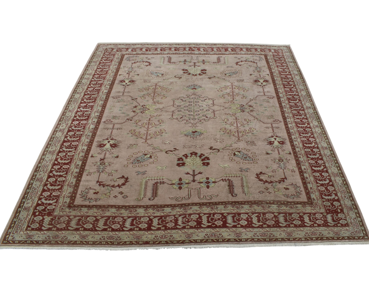 Vintage El Dokuma 6m2 Pastel Eskitme Kula İzmir Yün Salon Halısı 7573