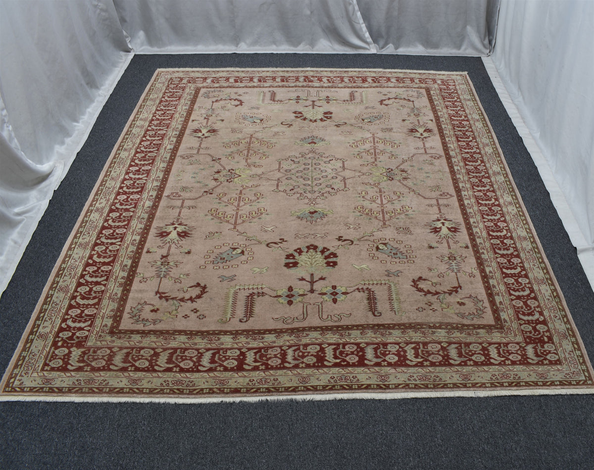 Vintage El Dokuma 6m2 Pastel Eskitme Kula İzmir Yün Salon Halısı 7573