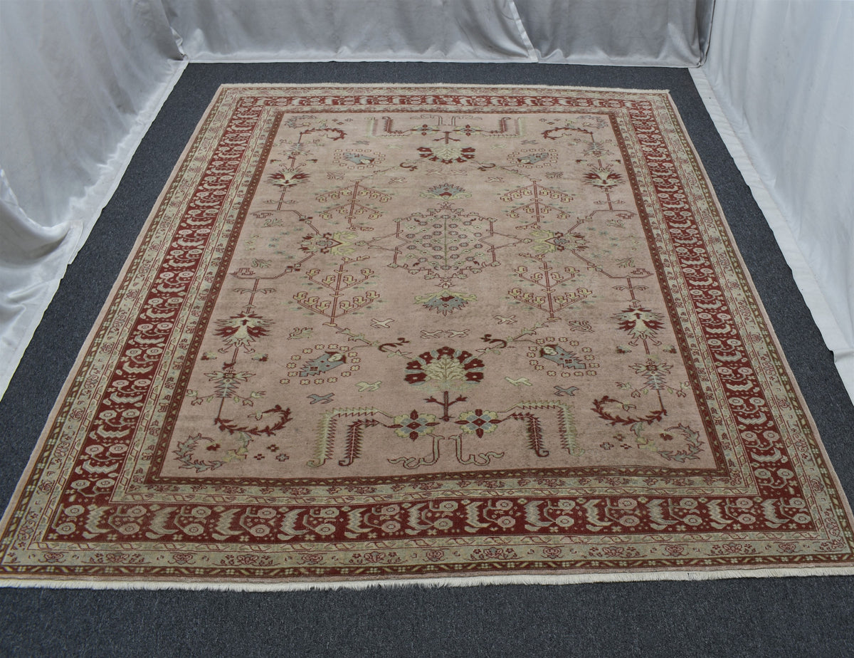 Vintage El Dokuma 6m2 Pastel Eskitme Kula İzmir Yün Salon Halısı 7573