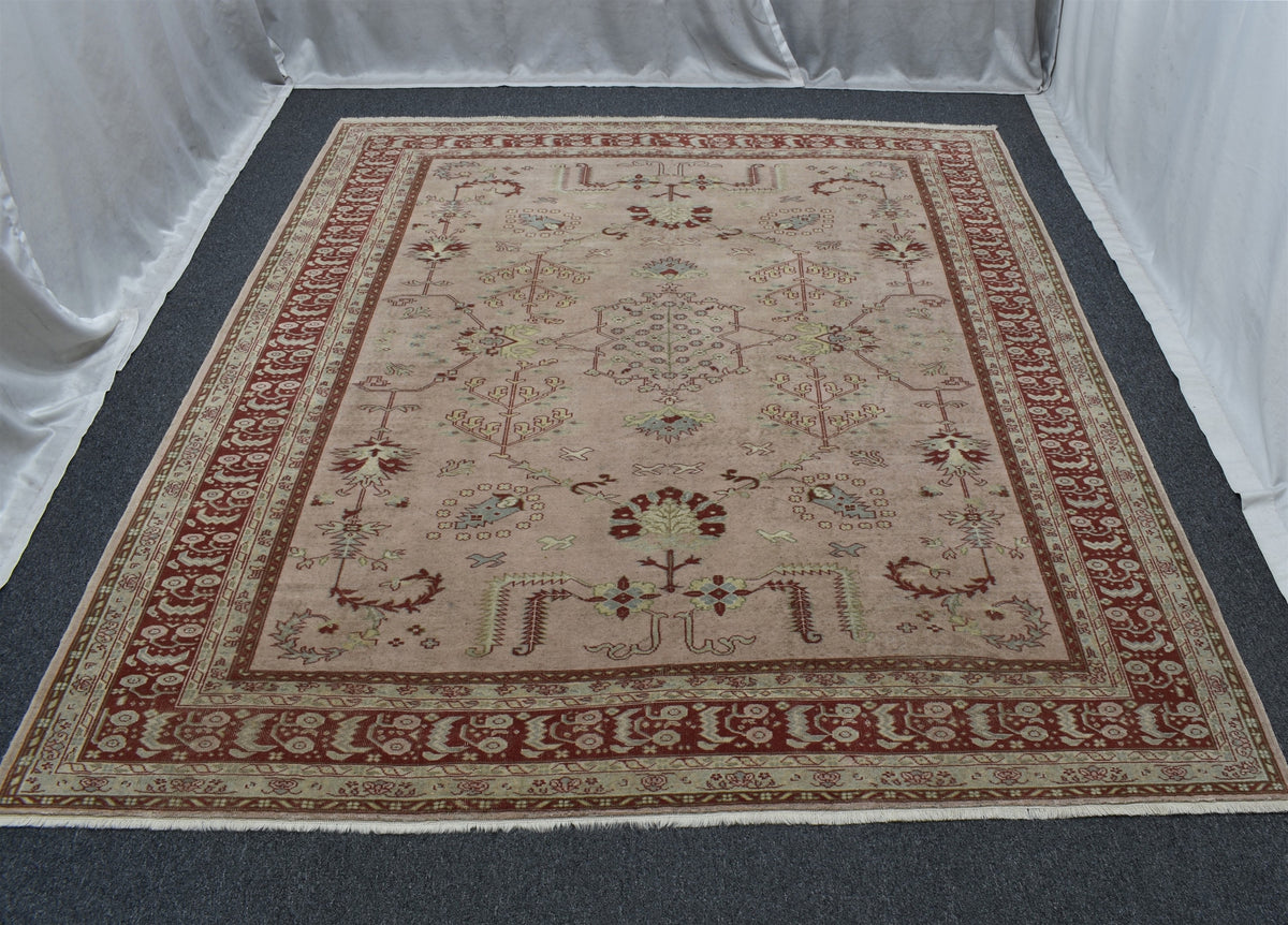 Vintage El Dokuma 6m2 Pastel Eskitme Kula İzmir Yün Salon Halısı 7573