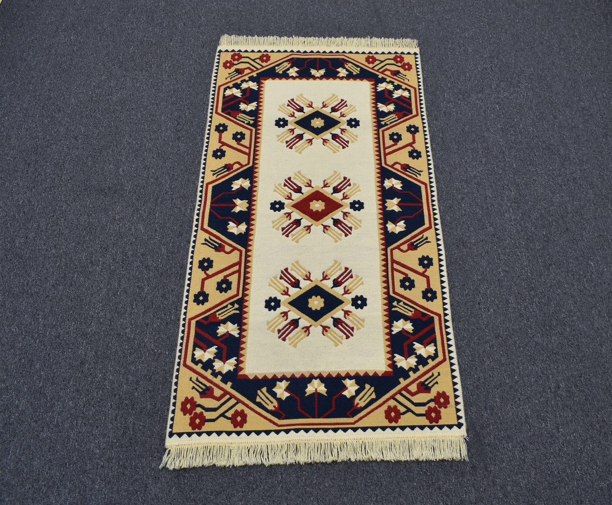 Yeni Lüks Otantik Çift Yüzlü Tasarım Makine Kilim 7574
