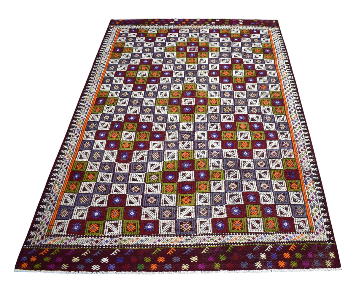 El Dokuması 4m2 Bergama Yörük Cecim Yün Kilim 7590