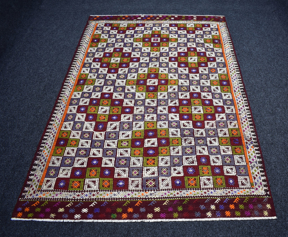 El Dokuması 4m2 Bergama Yörük Cecim Yün Kilim 7590