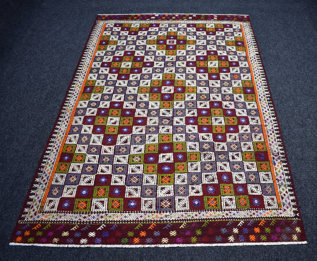 El Dokuması 4m2 Bergama Yörük Cecim Yün Kilim 7590