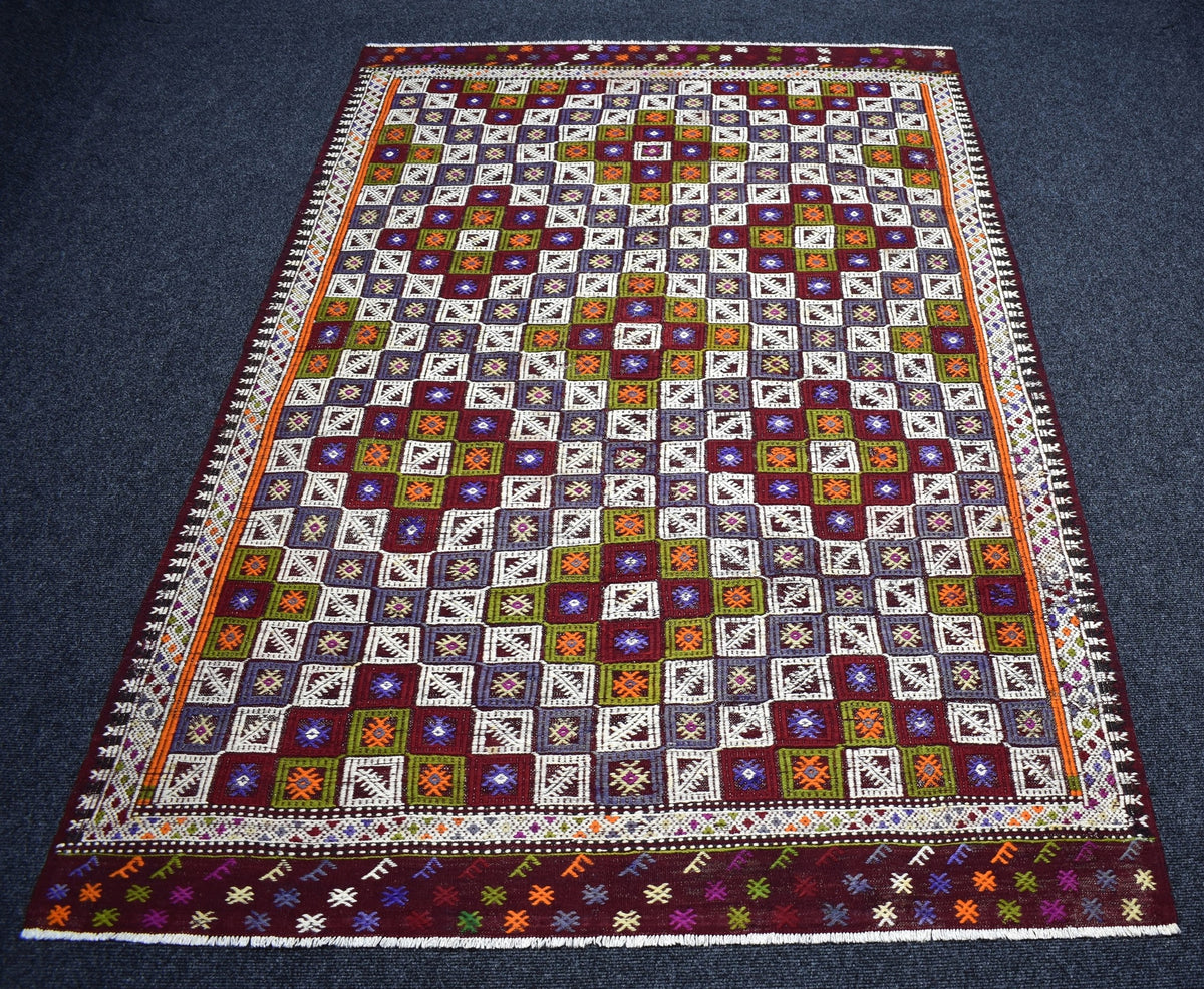 El Dokuması 4m2 Bergama Yörük Cecim Yün Kilim 7590