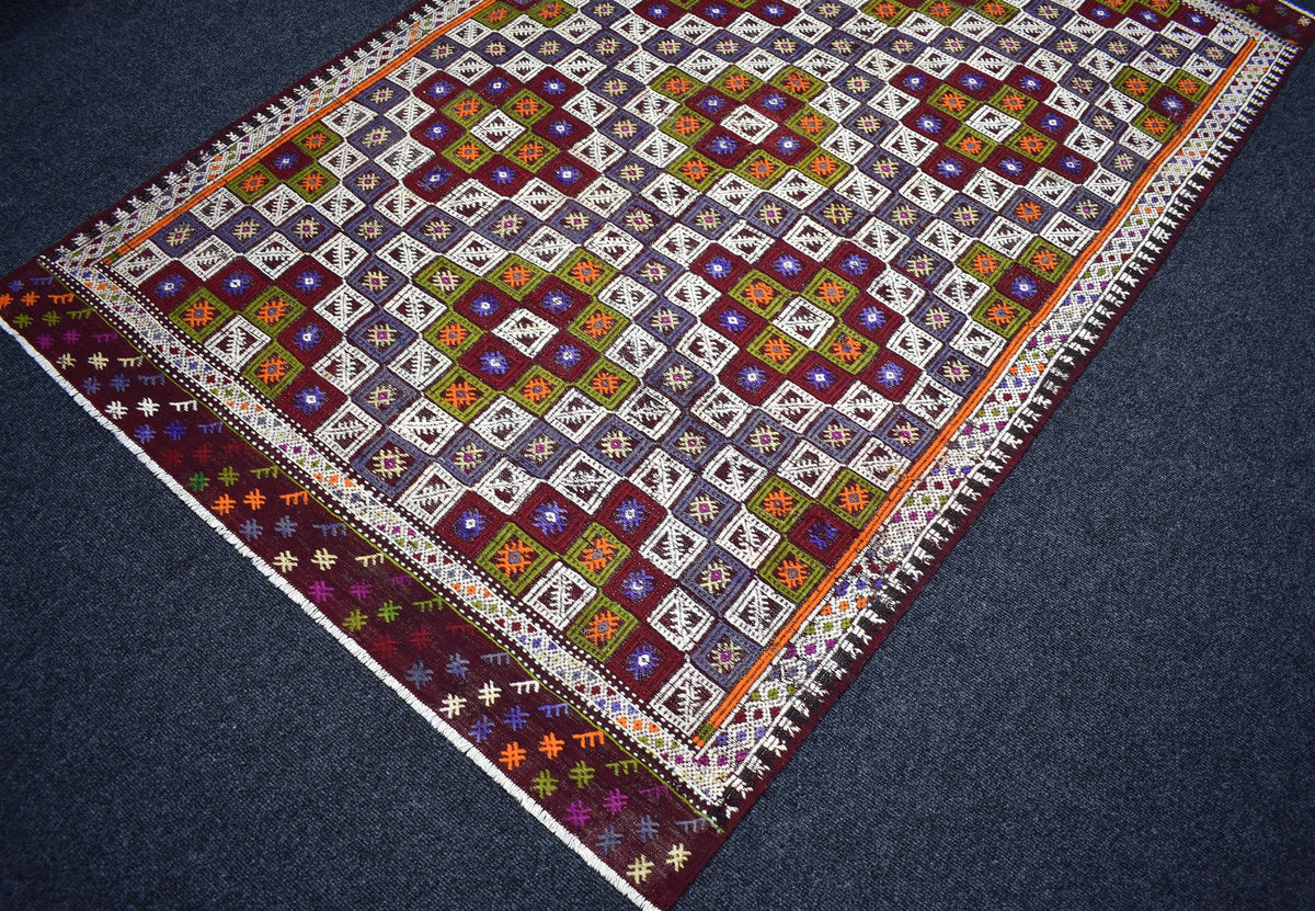 El Dokuması 4m2 Bergama Yörük Cecim Yün Kilim 7590