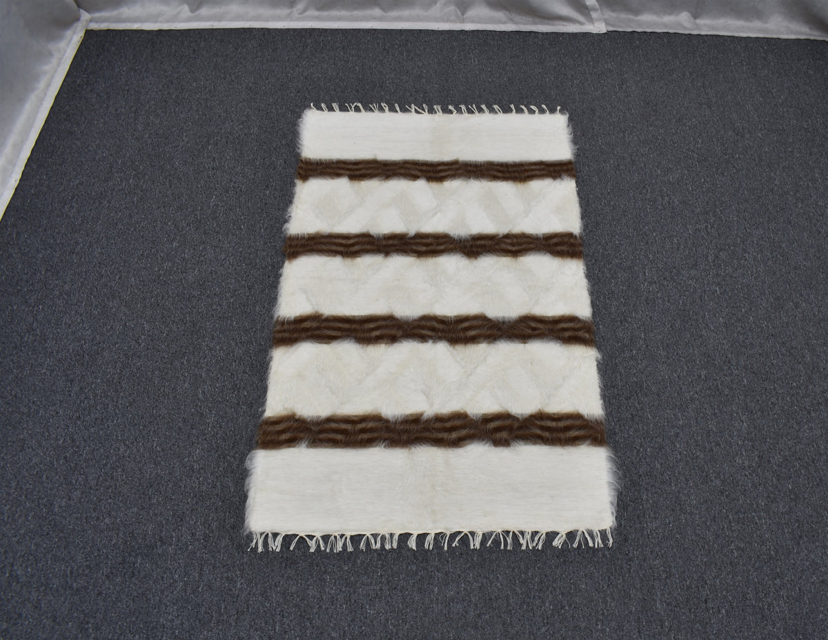 Yeni El Dokuma Eşsiz Yün Tiftik Siirt Battaniyesi Kilim 7597