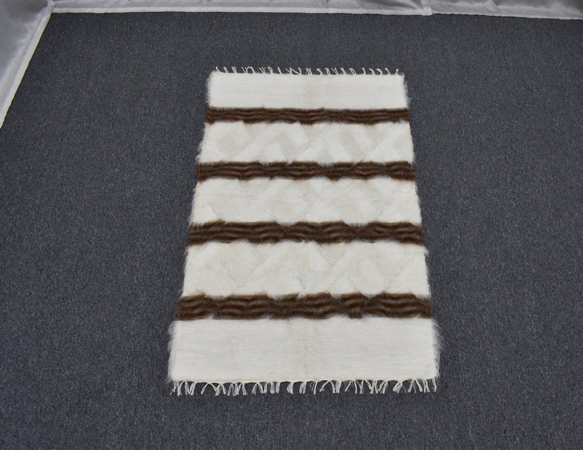 Yeni El Dokuma Eşsiz Yün Tiftik Siirt Battaniyesi Kilim 7597