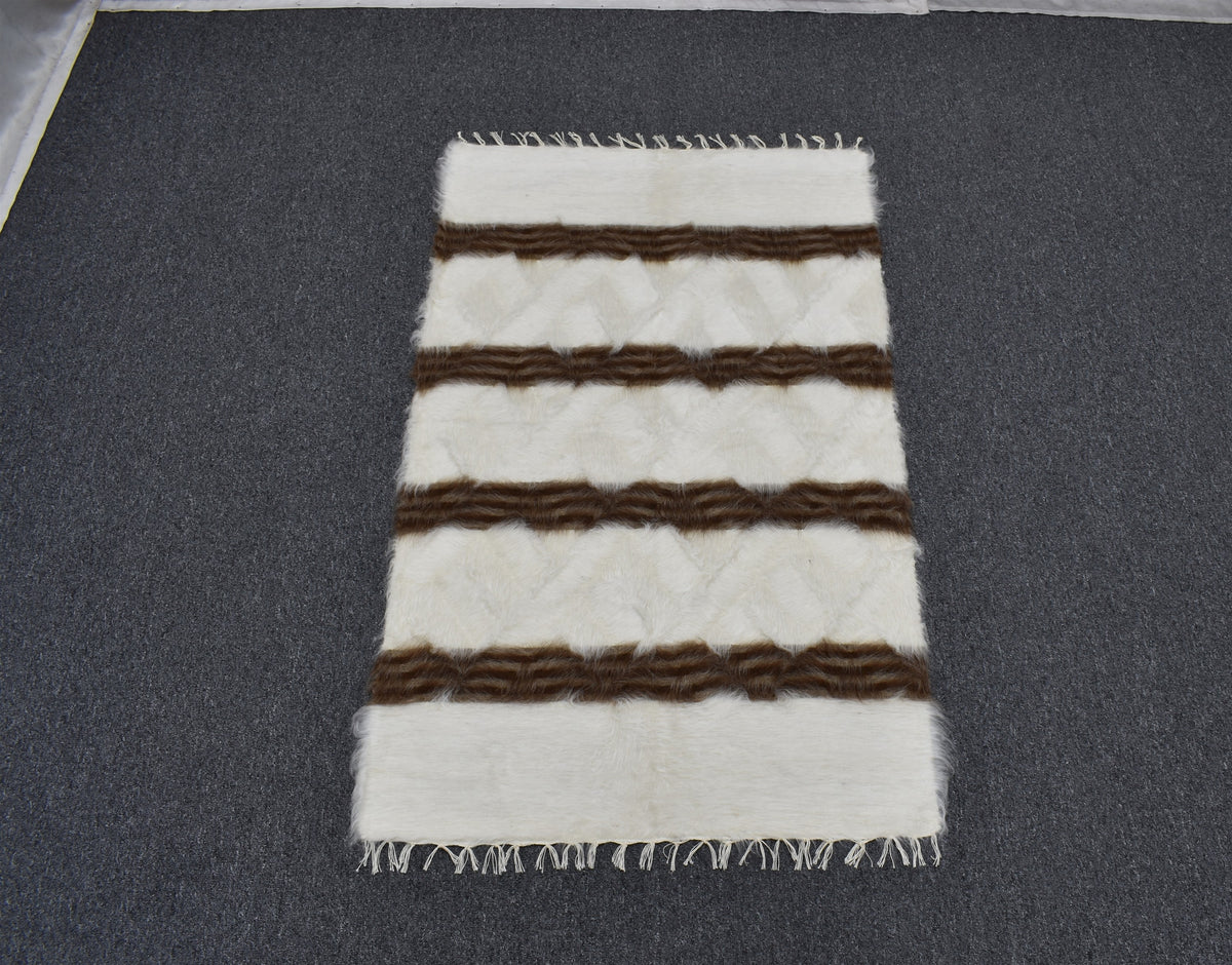 Yeni El Dokuma Eşsiz Yün Tiftik Siirt Battaniyesi Kilim 7597