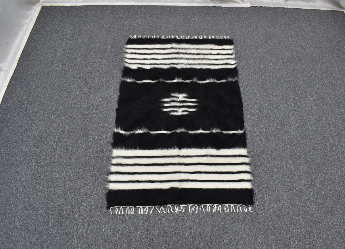 Yeni El Dokuma Eşsiz Yün Tiftik Siirt Battaniyesi Kilim 7598