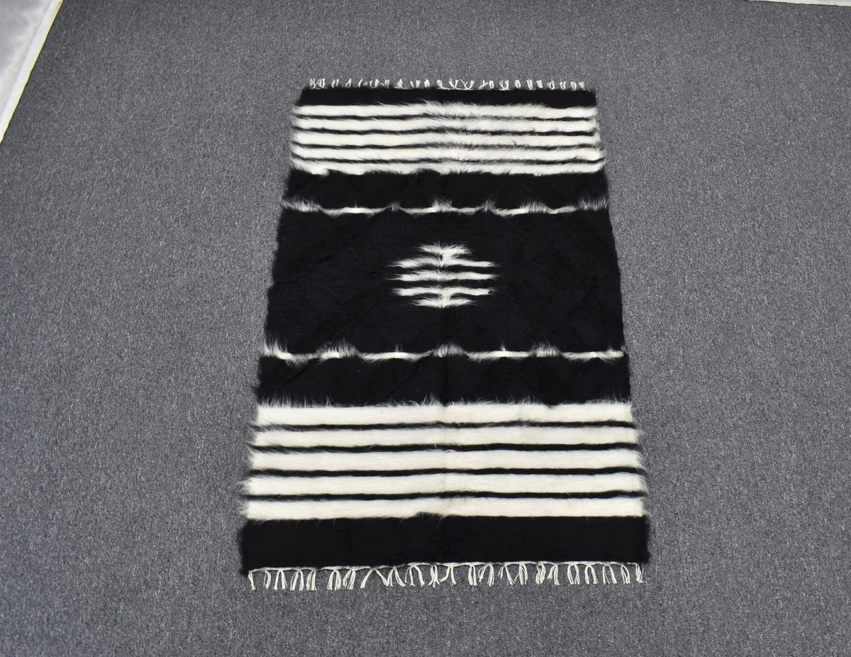 Yeni El Dokuma Eşsiz Yün Tiftik Siirt Battaniyesi Kilim 7598