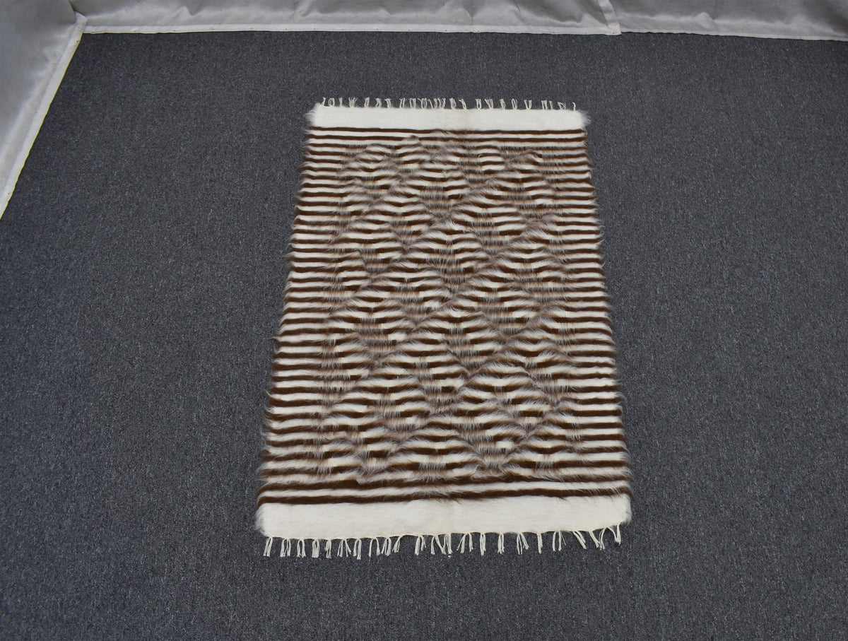 Yeni El Dokuma Başyapıt Yün Tiftik Siirt Battaniyesi Kilim 7599
