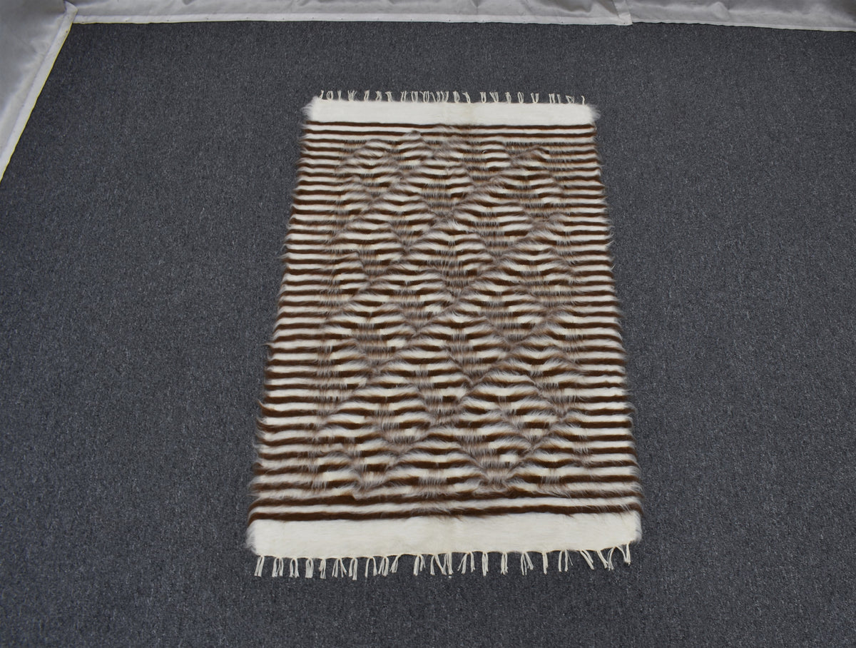 Yeni El Dokuma Başyapıt Yün Tiftik Siirt Battaniyesi Kilim 7599