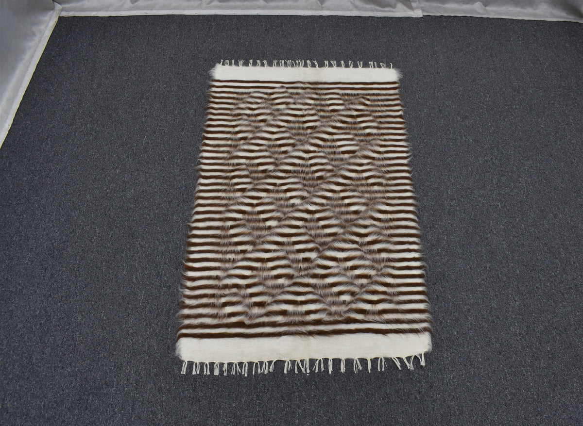 Yeni El Dokuma Başyapıt Yün Tiftik Siirt Battaniyesi Kilim 7599
