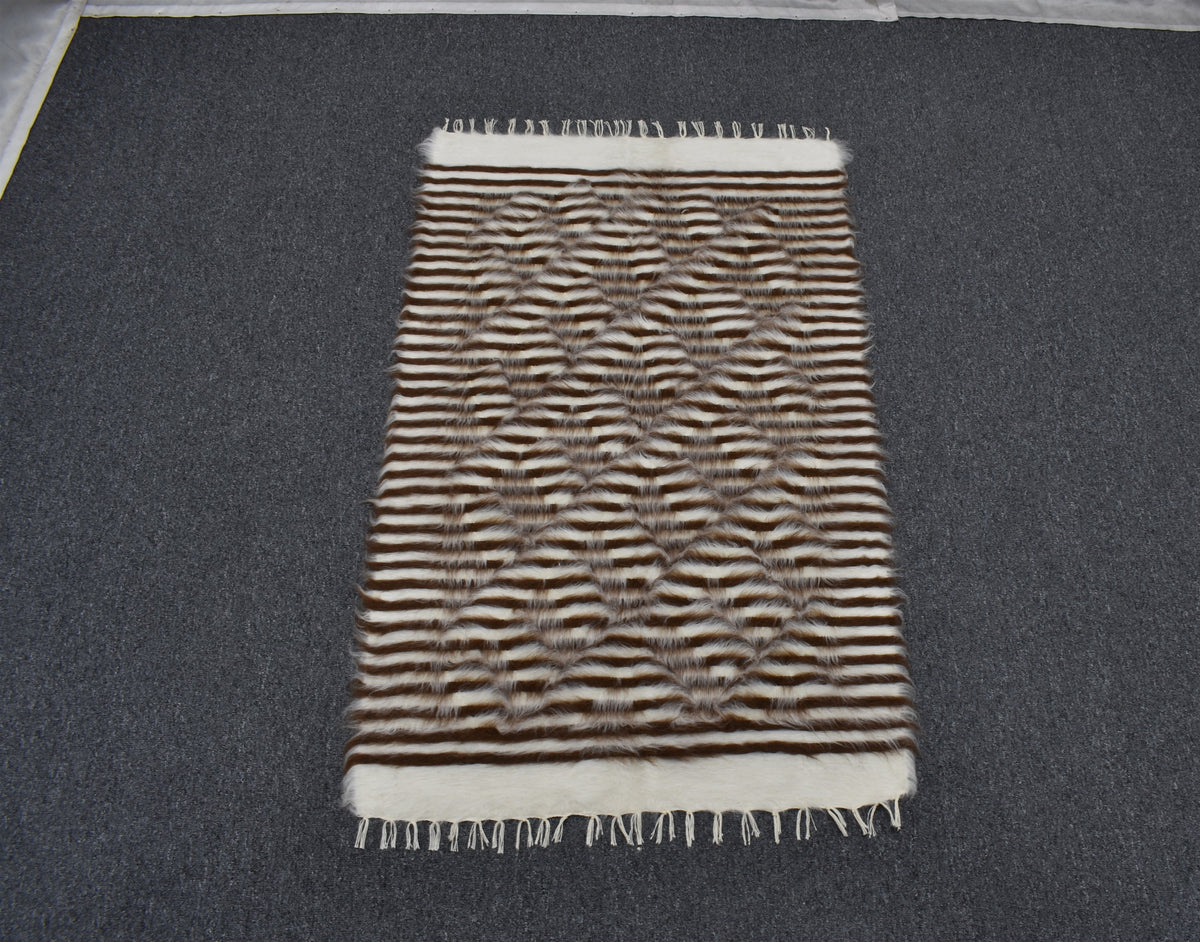Yeni El Dokuma Başyapıt Yün Tiftik Siirt Battaniyesi Kilim 7599