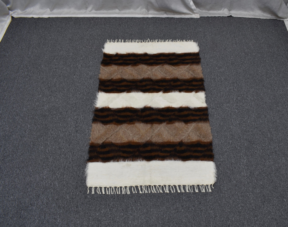 Yeni El Dokuma Nadir Yün Tiftik Siirt Battaniyesi Kilim 7601
