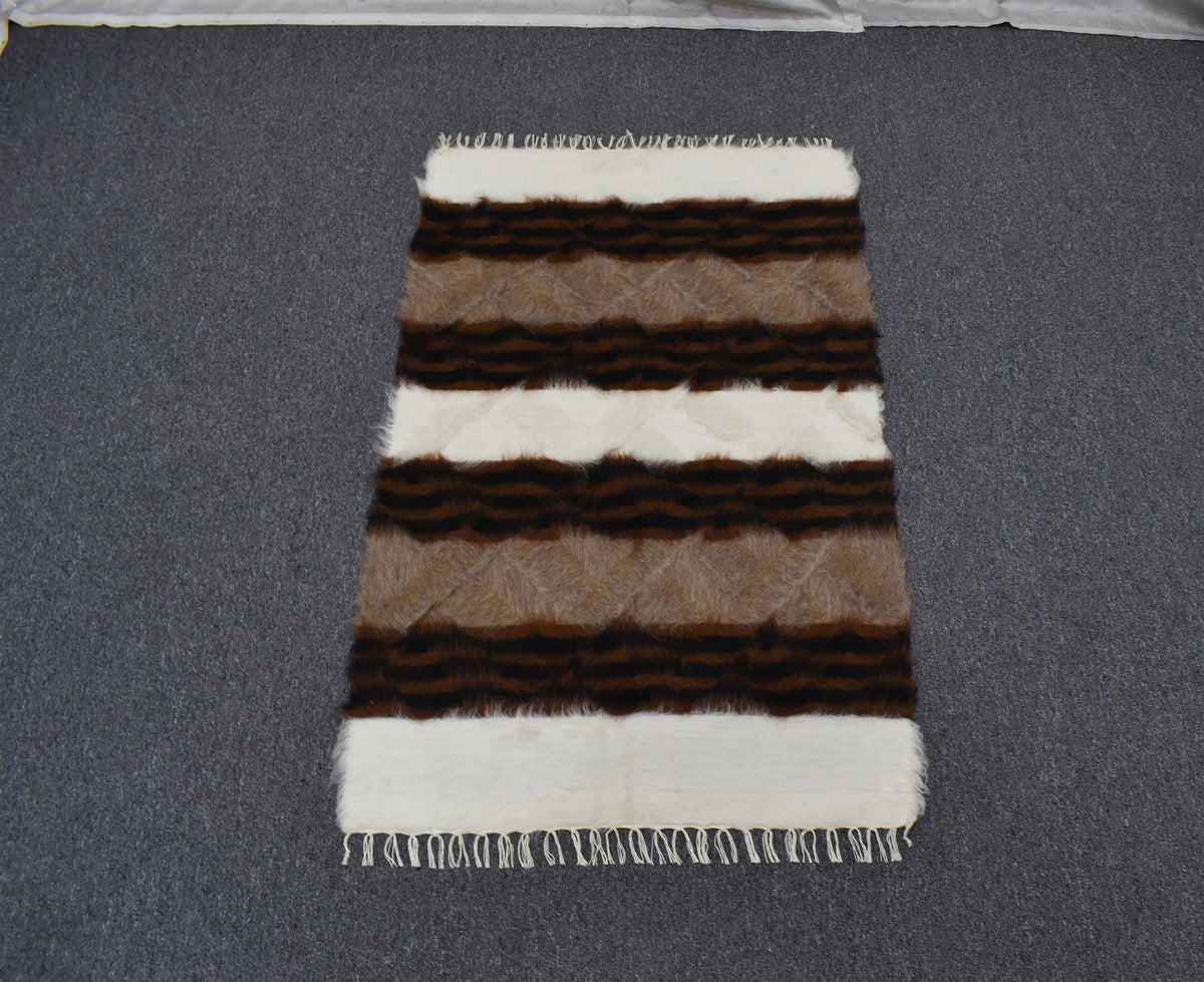 Yeni El Dokuma Nadir Yün Tiftik Siirt Battaniyesi Kilim 7601