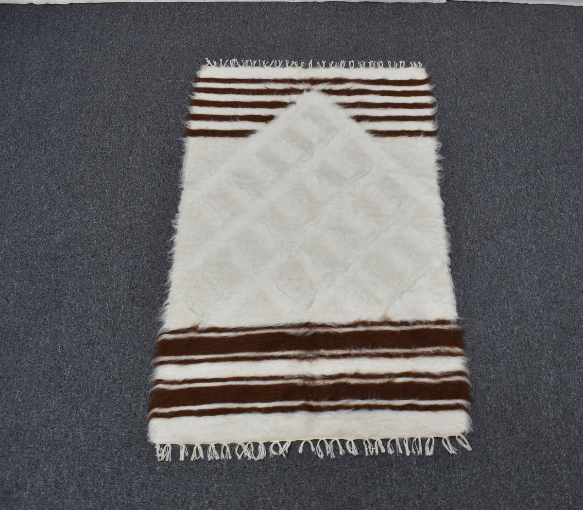 Yeni El Dokuma Namazlık Seccade Yün Tiftik Siirt Battaniyesi Kilim 7604