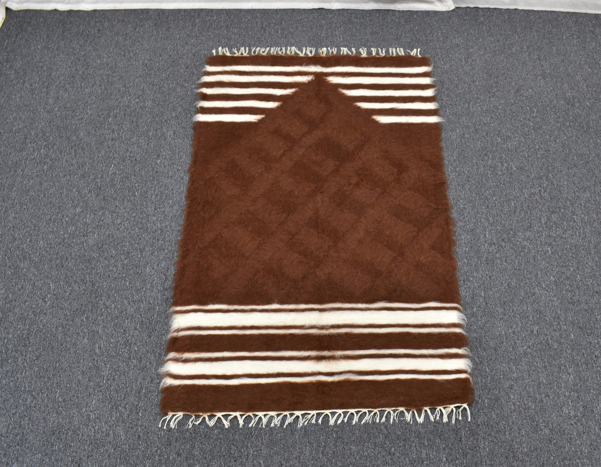 Yeni El Dokuma Namazlık Seccade Yün Tiftik Siirt Battaniyesi Kilim 7610