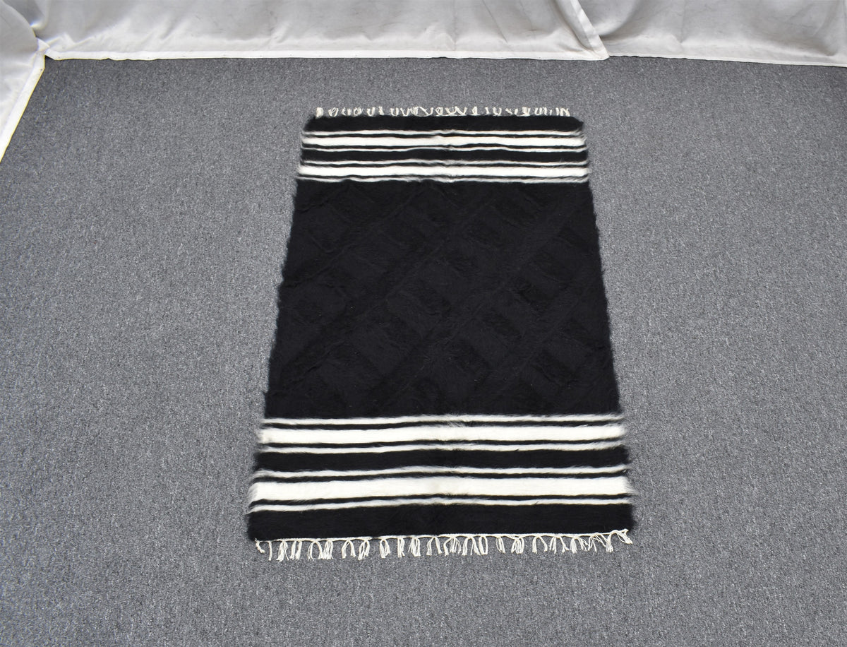 Yeni El Dokuma Nadir Yün Tiftik Siirt Battaniyesi Kilim 7611