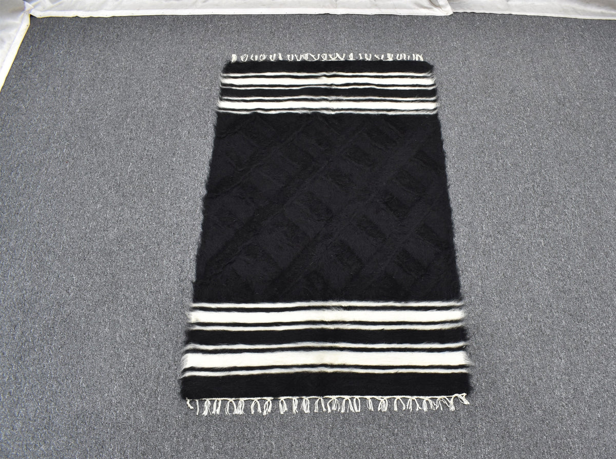 Yeni El Dokuma Nadir Yün Tiftik Siirt Battaniyesi Kilim 7611
